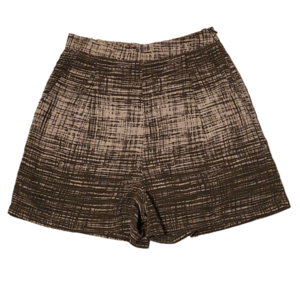 🍀NWOT OAK + FORT High Rise Pleated Shorts in Brown/Cream